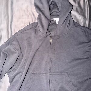 Women's Gray Zip-Up Hoodie Set